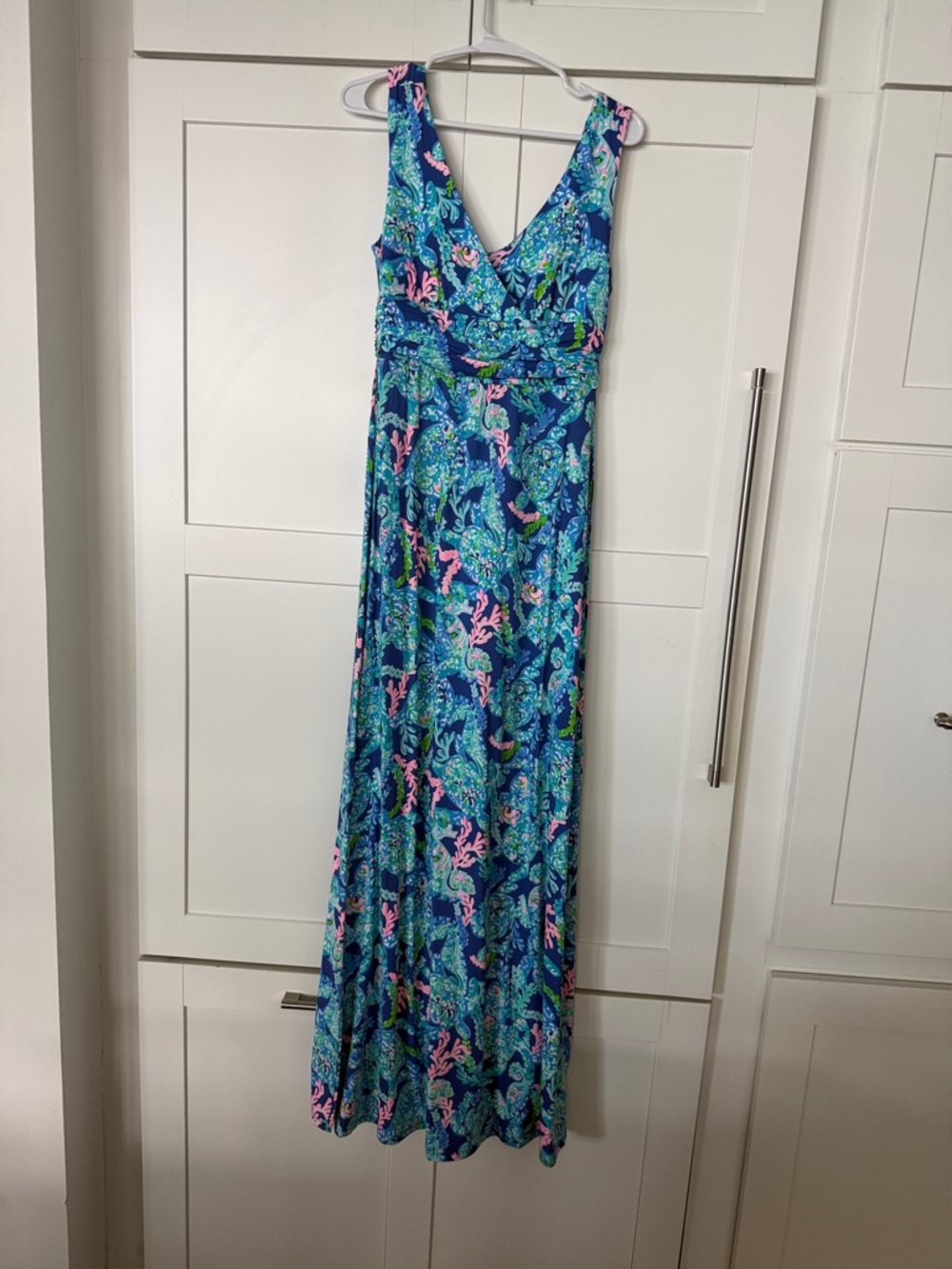 Lilly Pulitzer Blue, Pink & Green Tropical Maxi Dress